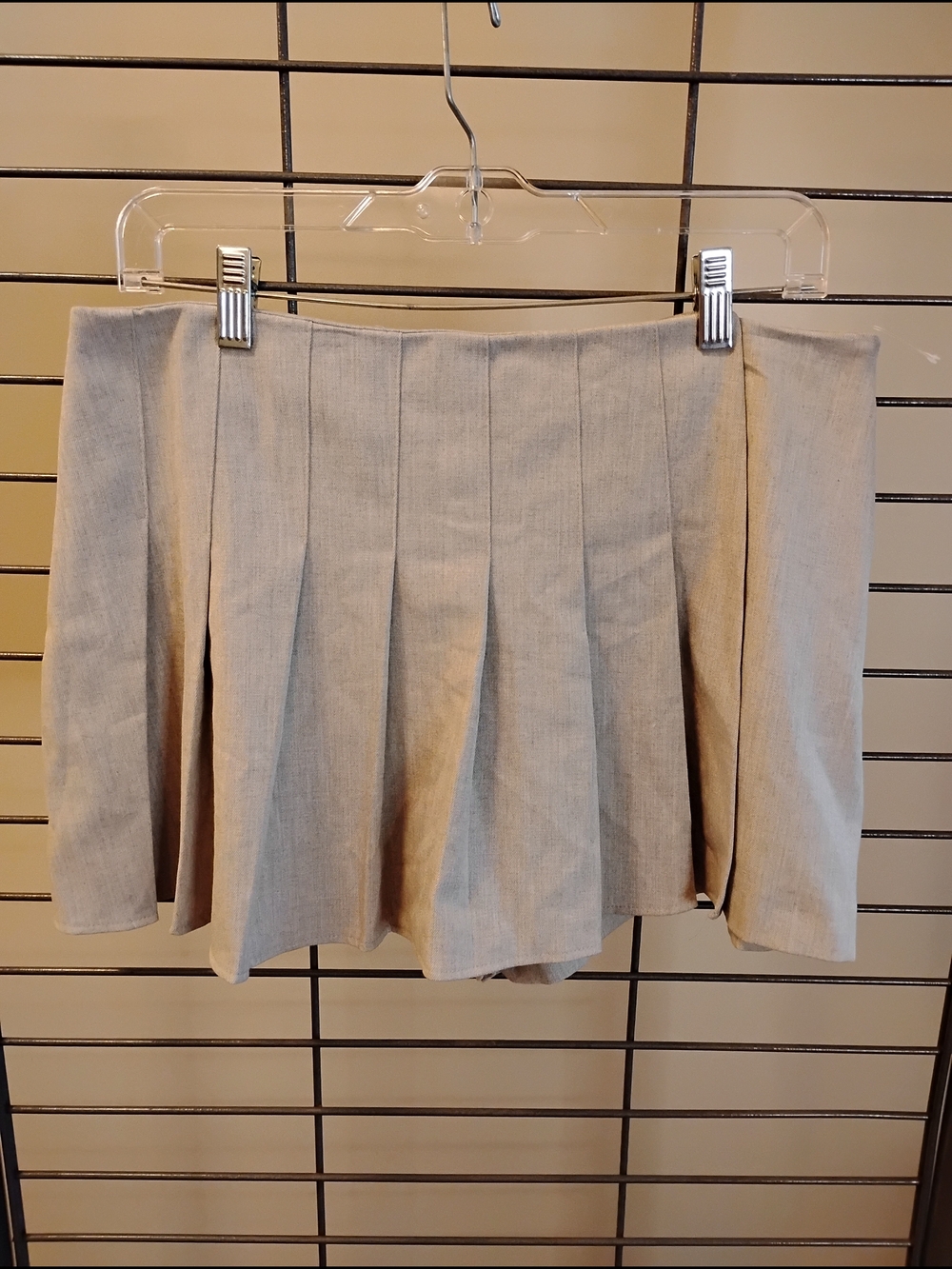 Zara Neutral Beige Pleated Skort